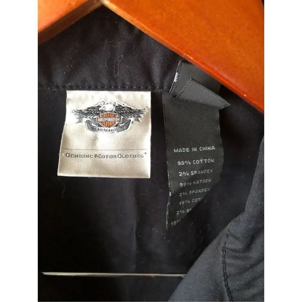 Harley Davidson Womens 1W Black Studded Moto Vest Graphic Back - Picture 9 of 14